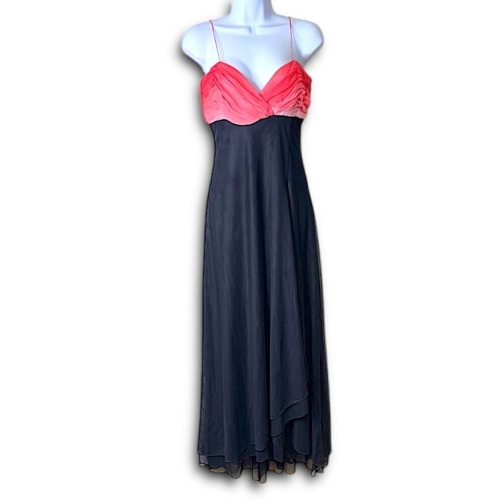 Vintage Y2K 90s Babydoll Pink Rose and Black Fairy Prom Gown Dress Size 8 - Picture 3 of 14